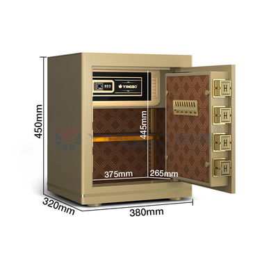 H450mm Gold Office Lock Box Fingerprint Lock + Password + Key