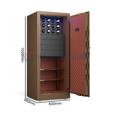 Cassaforti per gioielli in acciaio massello marrone, lucchetto per impronte digitali biometriche H1500mm, cassaforti per orologi di lusso
