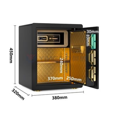 Blocco impronte digitali Smart Home Safe Box Alarme doppio 26kg ((Nero)