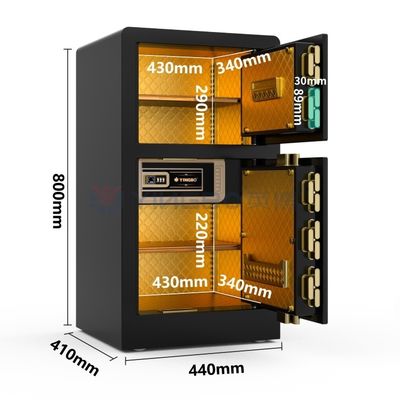 Cassaforte intelligente a doppio allarme nero personalizzato per la sicurezza domestica YB/RS-80D