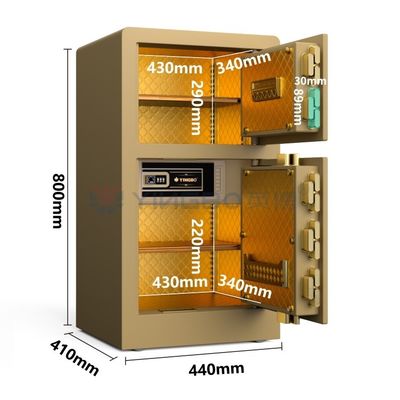 Cassaforte a chiusura per impronte digitali a semiconduttore per la sicurezza domestica YB/RS-80D Gold Biometric Lock Safe Box