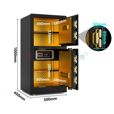 Cassaforte per la sicurezza domestica con doppia porta nera H39.5in YB/RS-100D