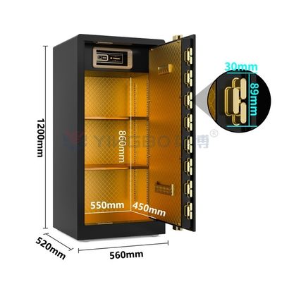 H47in. Blocco impronte digitali cassaforte domestica intelligente doppio allarme YB/RS-120 nero