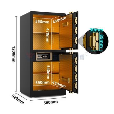 H1200mm Doppia allarme Cassaforte a doppia porta Cassaforte biometrico nero