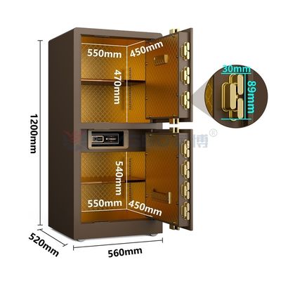 95kg Smart Home Safe Fingerprint Lock Double Door YB/RS-120D Caffè