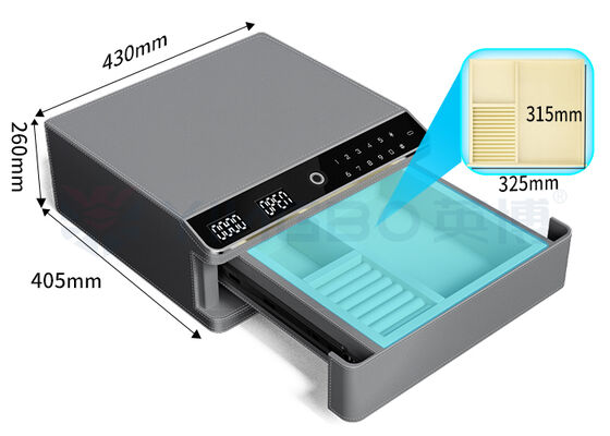 Cassaforte per gioielli in cuoio con doppio allarme e apertura automatica, singolo strato