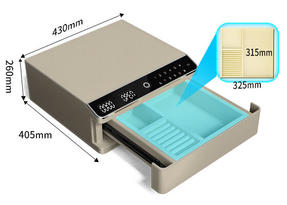 Cassaforte per gioielli in cuoio con blocco biometrico e corpo in acciaio
