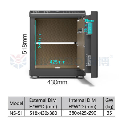 Cassaforte intelligente in acciaio massiccio con cassetto ad attivazione di movimento e serratura biometrica con doppio allarme